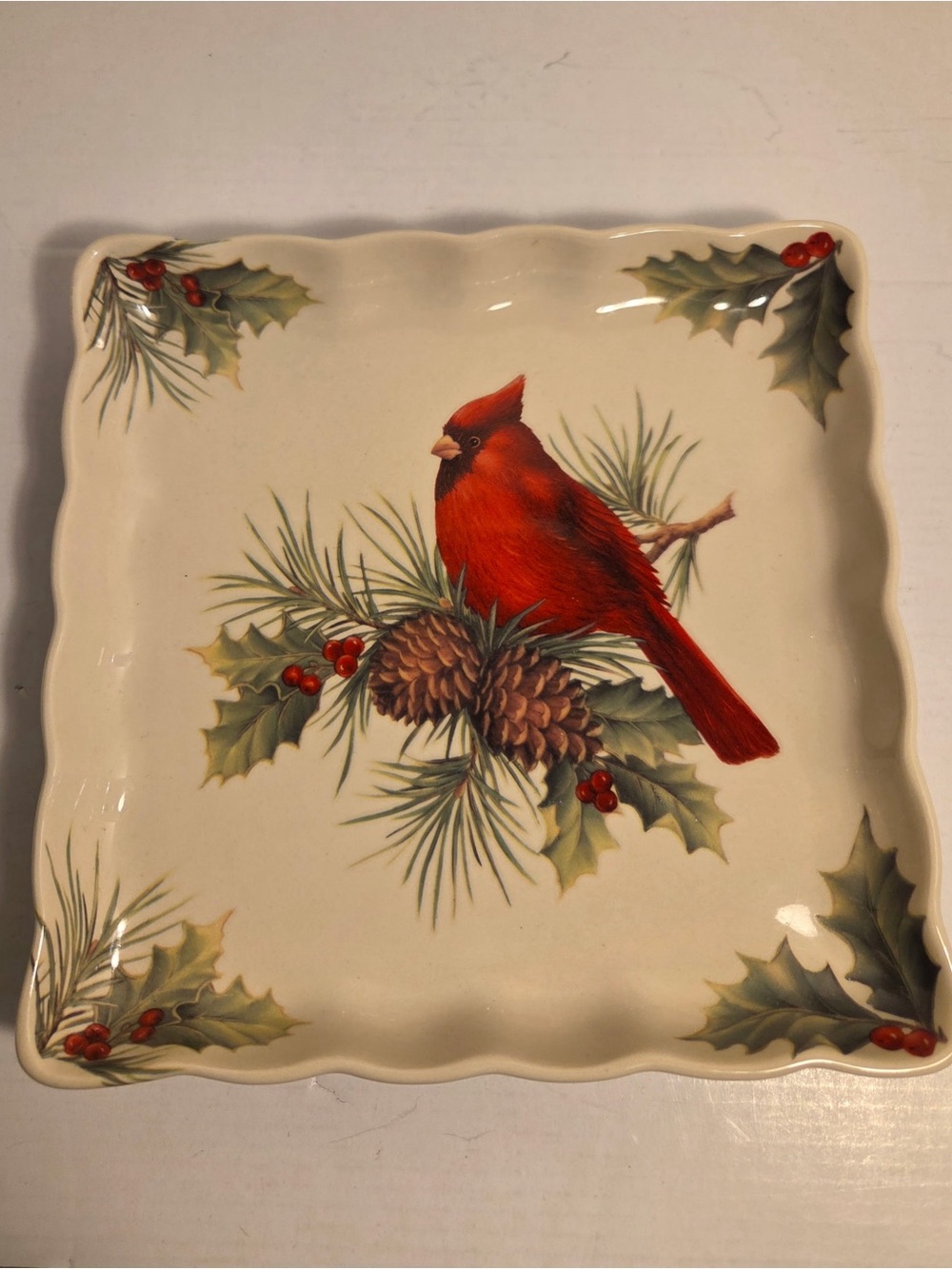 CRACKER BARREL "SEASON OF PEACE" CERAMIC CARDINAL TEA TRAY (TRAY ONLY)